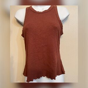 Brown Sleeveless Ribbed Top